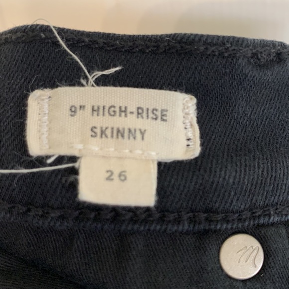 Madewell 9" High Rise Skinny Jeans Black J6547 Size 26 - Picture 5 of 7